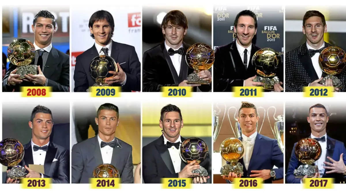 El objetivo es determinar cuál fue la mejor edición individual del Balón de Oro entre jugadores que lo ganaron al menos dos veces.